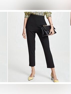 Black Halo Juma Pant Tailored Cropped Straight Leg Career Casual Black Size 2